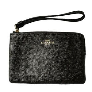 Coach black mini zip wristlet wallet purse EUC